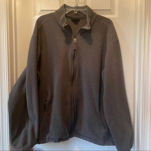 Lands End Dark Grey Fleece Zip Up Jacket w/zip pockets Size XL 46-48